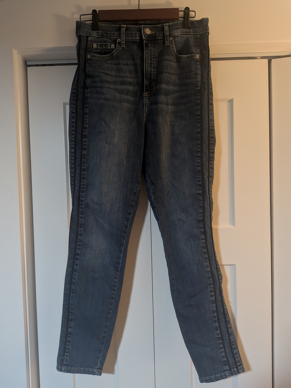 Banana Republic Women's Jeans Curvy High Rise Skinny 8 / 29 Tuxedo Stripes Slim